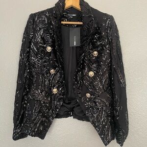 Fashion Nova sequins jacket size small color black.